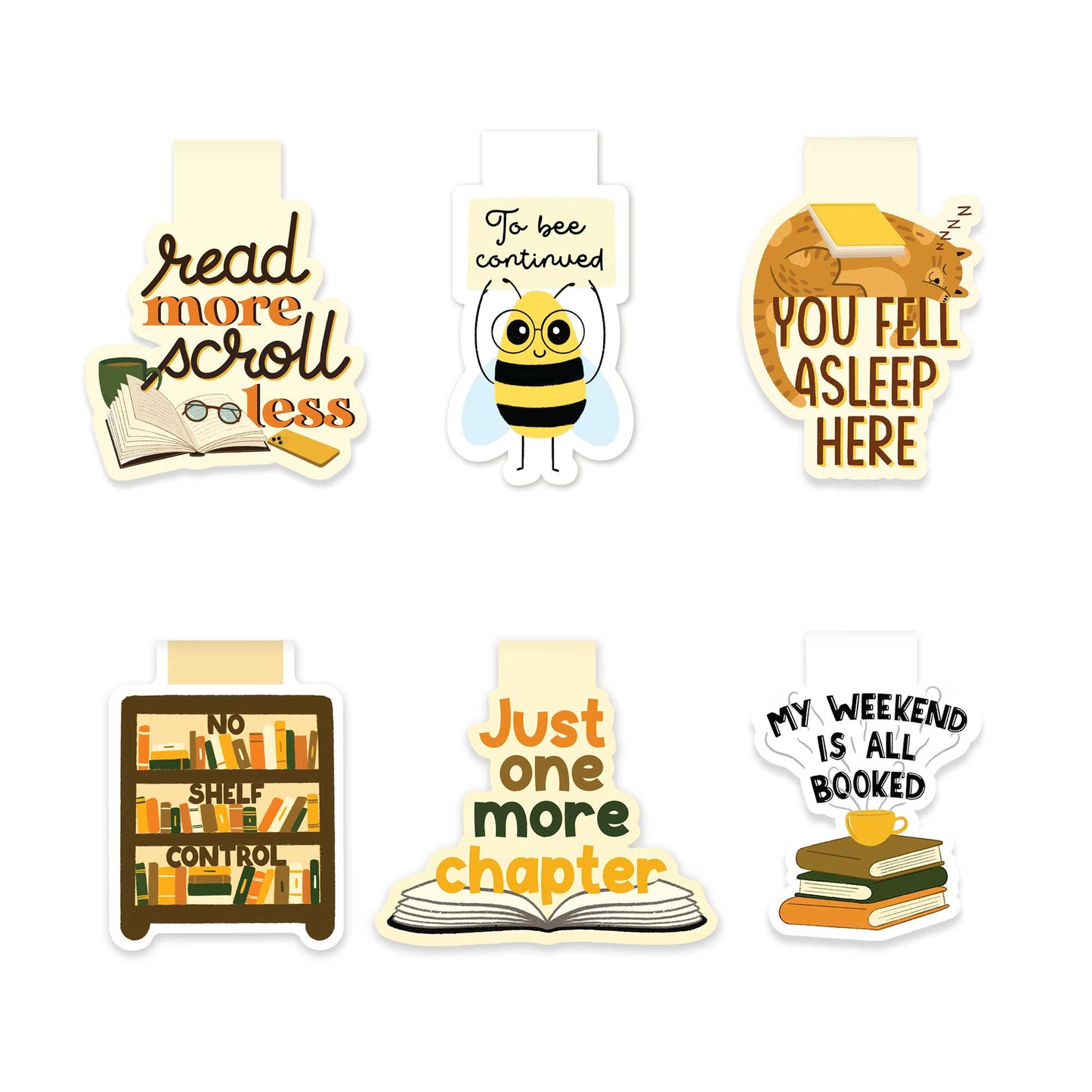 Bold & Bright Set of 6 Magnetic Bookmarks