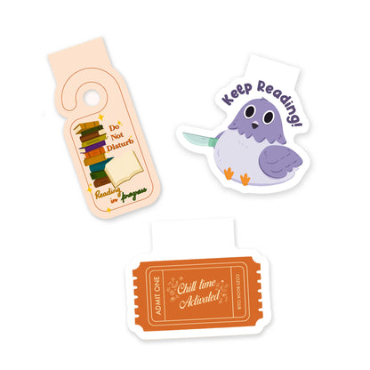 Read Relax Repeat Set of 3 Magnetic Bookmarks