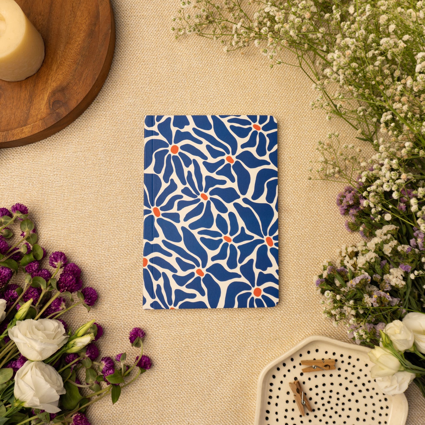 Indigo Blooms Daily Journal Notebook