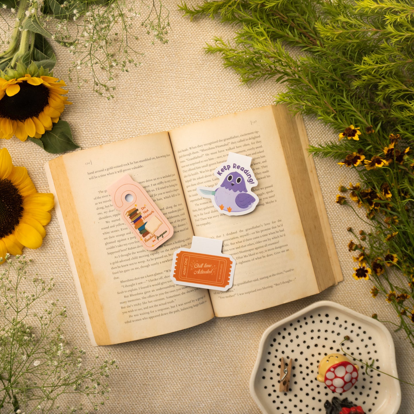 Read Relax Repeat Set of 3 Magnetic Bookmarks