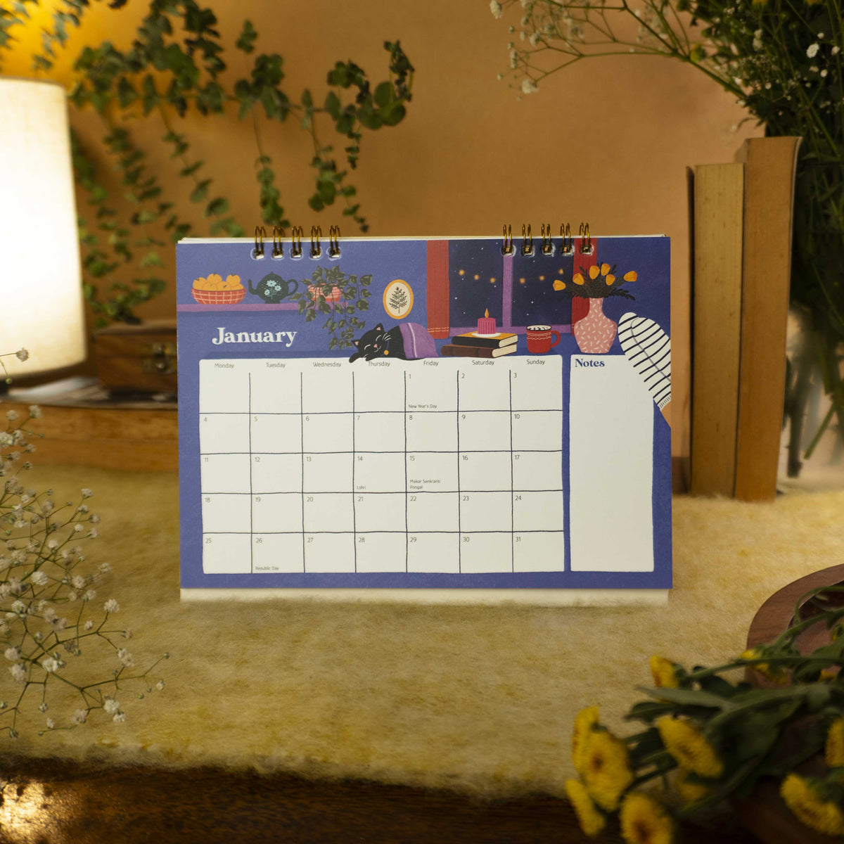 Calm and Cozy Desk Calendar 2027
