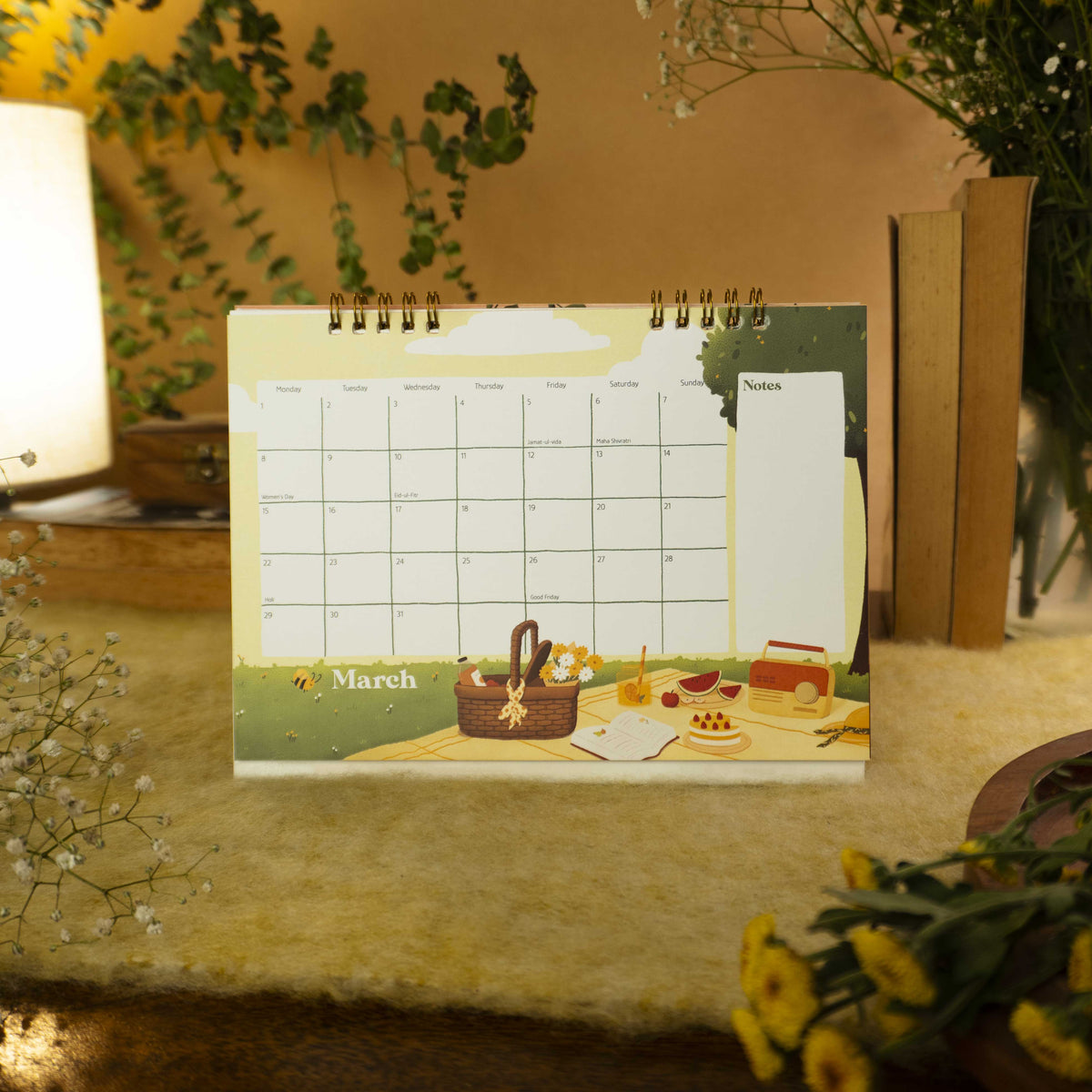 Calm and Cozy Desk Calendar 2027
