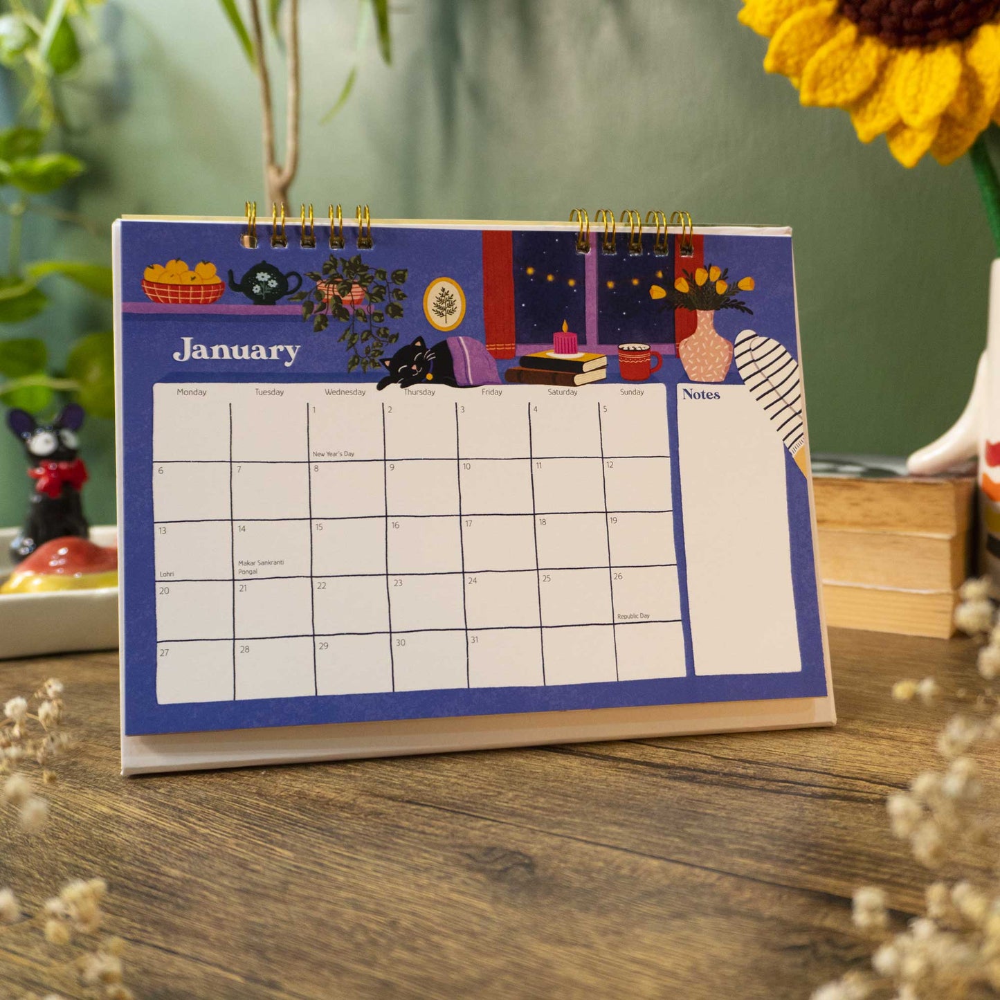 Calm and Cozy Desk Calendar 2025