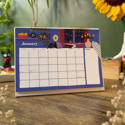 Calm and Cozy Desk Calendar 2025