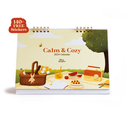 Calm and Cozy Desk Calendar 2024